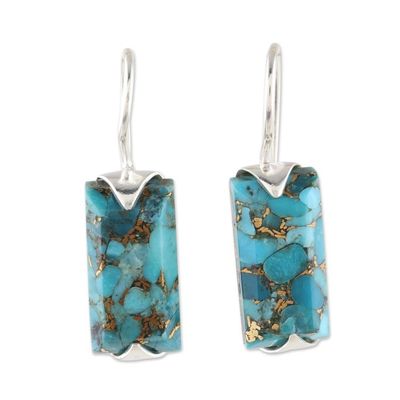 Alternate image for Composite Turquoise Drop Earrings from India Beautiful Blue