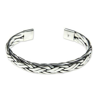 Alternate image for Braided Sterling Silver Cuff Bracelet from Bali Singaraja Weave