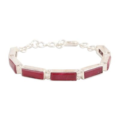 Alternate image for 14-Carat Ruby Link Bracelet Crafted from Sterling Silver Fascinating Red
