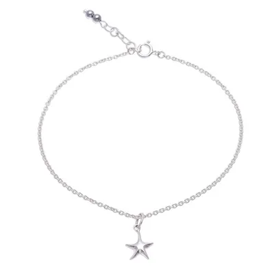 Alternate image for Sterling Silver Starfish Hematite Ankle Bracelet Sea Starfish