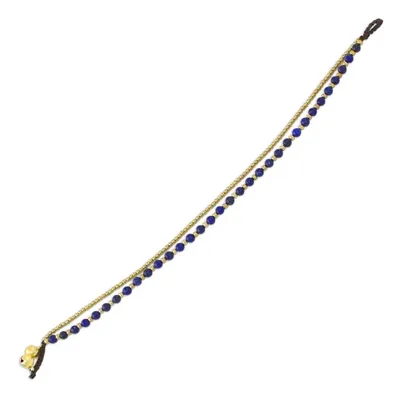 Alternate image for Lapis Lazuli and Brass Beaded Anklet from Thailand Ringing Beauty
