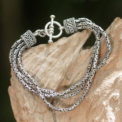 Alternate image for Handcrafted Sterling Silver Braided Bracelet Fountainhead