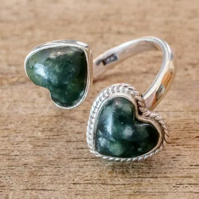 Alternate image for Heart-Shaped Jade Wrap Ring When Two Hearts Meet