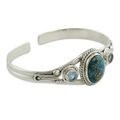 Alternate image for Handmade Blue Topaz Bracelet with Composite Turquoise Azure Heavens