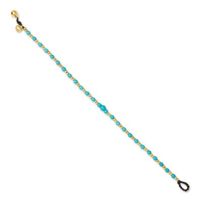 Alternate image for Blue Calcite and Brass Single Strand Anklet Cheerful Walk