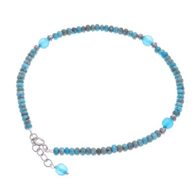 Alternate image for Reconstituted Turquoise and Chalcedony Beaded Anklet Stylish Blue