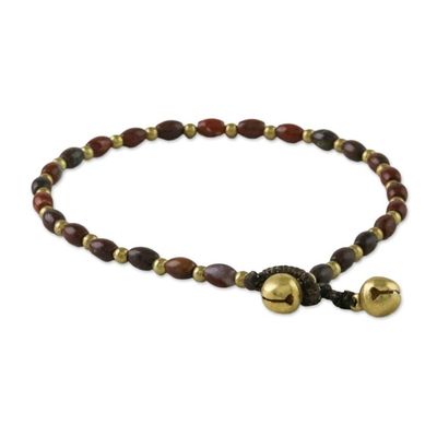 Alternate image for Handmade Jasper and Brass Beaded Anklet from Thailand Boho Bliss
