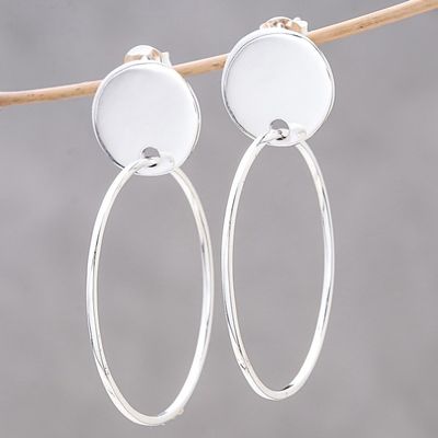 Alternate image for Circular Modern Sterling Silver Dangle Earrings Moon Rings