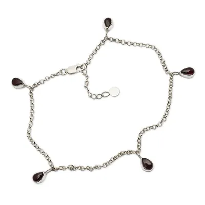 Alternate image for Sterling Silver Charm Anklet with Amethyst Gemstones Violaceous Beauty