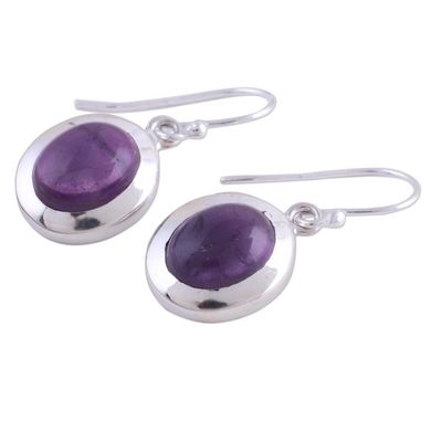 Alternate image for Amethyst and Sterling Silver Dangle Earrings from India Haloed Purple