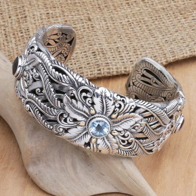 Alternate image for 18k Gold-Accented Multi-Gemstone Cuff Bracelet from Bali Floral Blessing