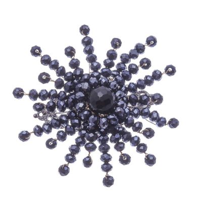 Alternate image for Star-Shaped Black Chalcedony and Glass Beaded Brooch The Dark Starlight