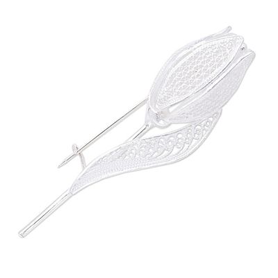 Alternate image for Sterling silver brooch pin Silver Tulip