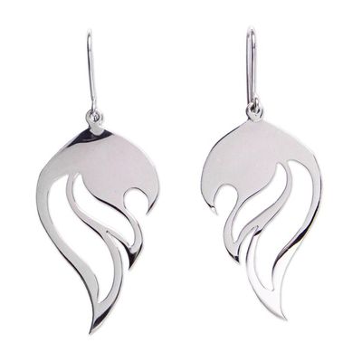 Alternate image for Handcrafted Sterling Silver Earrings In Flames