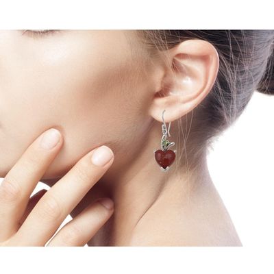 Alternate image for Heart Jewelry Earrings with Red Onyx and Peridot  A Sigh of Romance