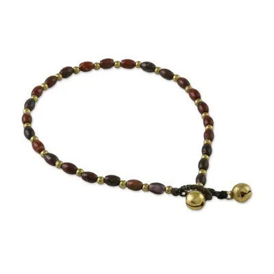 Alternate image for Handmade Jasper and Brass Beaded Anklet from Thailand Boho Bliss