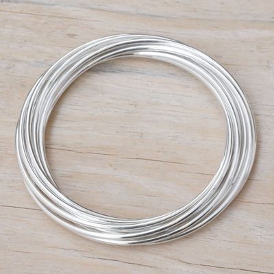 Alternate image for Sterling Silver Bangle Bracelet with 10 Bands from Bali Fortified Union