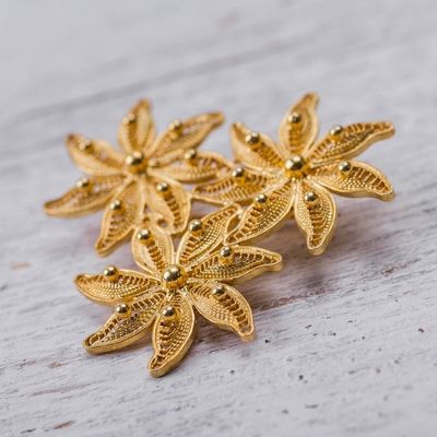Alternate image for Floral Gold Plated Filigree Brooch Pin Amazon Bouquet