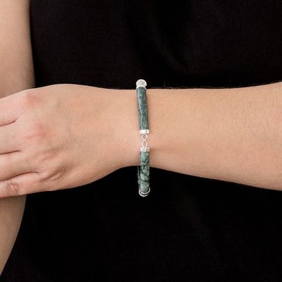 Alternate image for Artisan Crafted Green Jade Link Bracelet Natural Connection