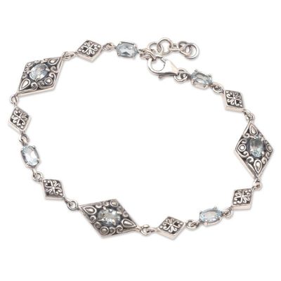 Alternate image for Sterling Silver and Blue Topaz Link Bracelet from Bali Blue Ice Caps