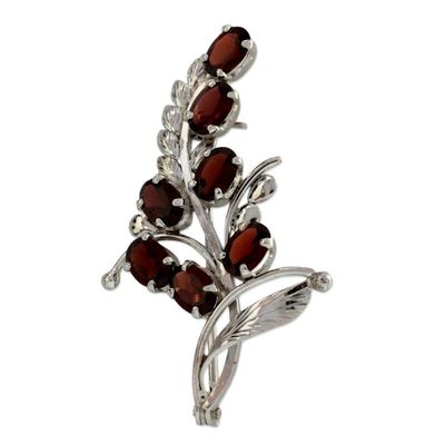 Alternate image for 7 Carats Garnet and Sterling Silver Brooch Pin from India Spectacular