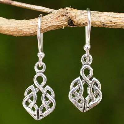 Alternate image for Hand Crafted Thai Celtic Oak Root Theme Silver Earrings Celtic Dara Knot