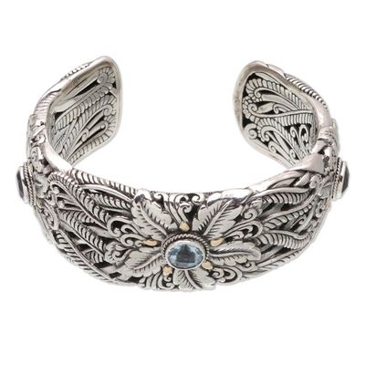 Alternate image for 18k Gold-Accented Multi-Gemstone Cuff Bracelet from Bali Floral Blessing