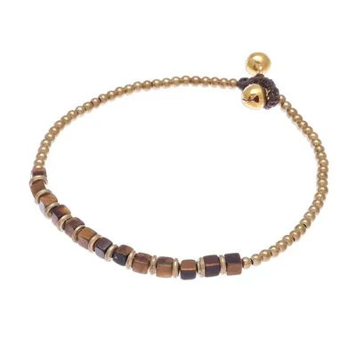 Alternate image for Beaded Anklet with Cube Tigers Eye from Thailand Cube Beauty
