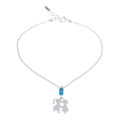 Alternate image for Hematite and Sterling Silver Charm Anklet Playground Love