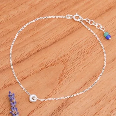 Alternate image for Blue and Green Quartz Sterling Silver Charm Anklet Promise of Peace