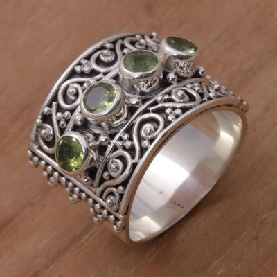 Alternate image for Peridot and 925 Sterling Silver Multi-Stone Ring from Bali Lucky Four