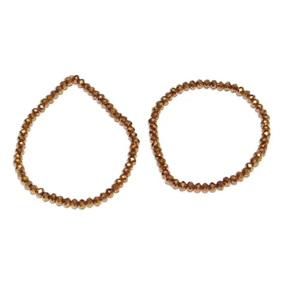 Alternate image for Eco-Friendly Golden Recycled Glass Beaded Anklets Pair Victorious Glamour