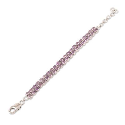 Alternate image for Rhodium-Plated Sterling Silver Amethyst Tennis Bracelet Purple Deluxe