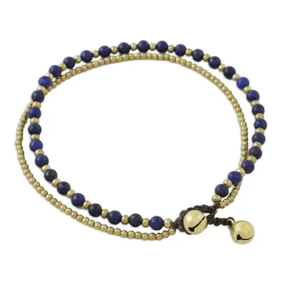 Alternate image for Lapis Lazuli and Brass Beaded Anklet from Thailand Ringing Beauty