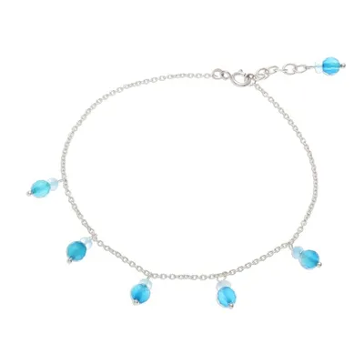Alternate image for Blue Quartz Charm Anklet from Thailand Azure Charm