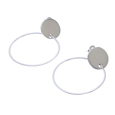 Alternate image for Circular Modern Sterling Silver Dangle Earrings Moon Rings