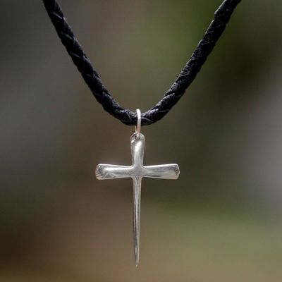 Alternate image for Mens Sterling Silver Cross Necklace  Holy Sacrifice