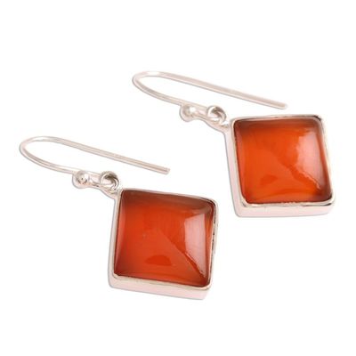 Alternate image for Square Carnelian Dangle Earrings from India Honey Squares