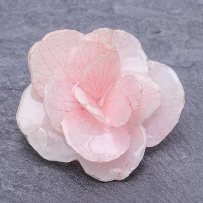 Alternate image for Thai Resin Coated Natural Pink Hydrangea Bloom Brooch Pin Pale Pink Hydrangea