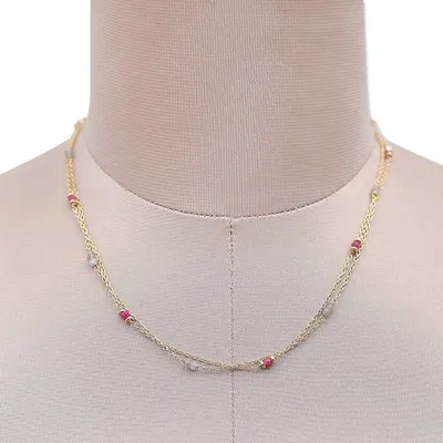 Alternate image for 22k Gold-Plated Quartz and Labradorite Station Necklace Wheel of Fortune