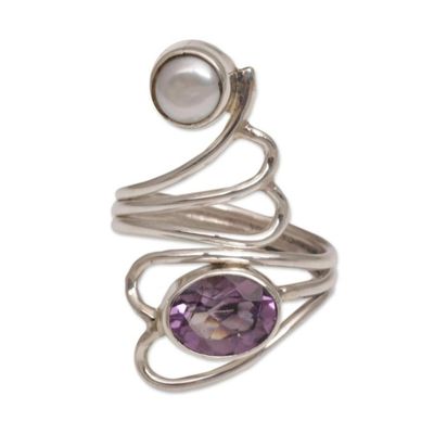 Alternate image for Amethyst and Pearl Ring Pure in Heart