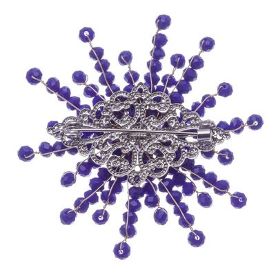 Alternate image for Star-Shaped Blue Chalcedony and Glass Beaded Brooch The Magical Starlight