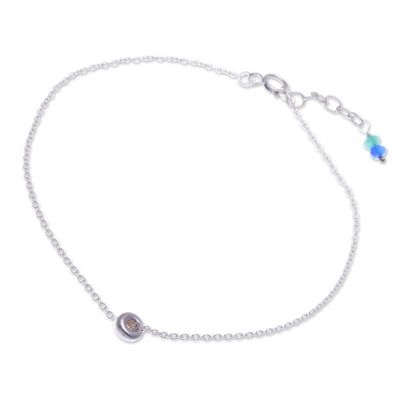 Alternate image for Blue and Green Quartz Sterling Silver Charm Anklet Promise of Peace