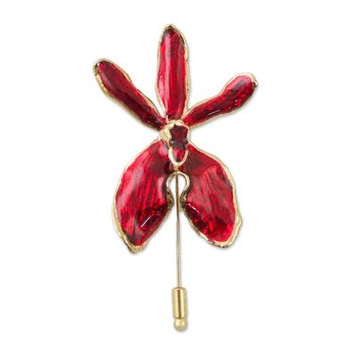 Alternate image for Gold Plated Natural Orchid and Gold Plated Brass Stickpin Chiang Mai Orchid