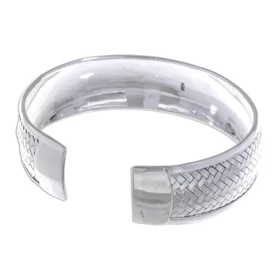 Alternate image for Sterling Silver Cuff Bracelet with Woven Motif Weaving Tales