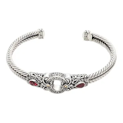 Alternate image for Sterling Silver and Garnet Cuff Bracelet from Bali Fiery Gate