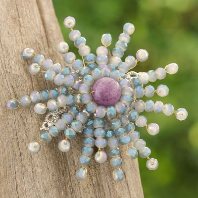 Alternate image for Star-Shaped Purple Quartz and Glass Beaded Brooch The Ethereal Starlight