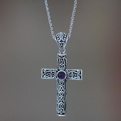 Alternate image for Amethyst cross necklace Christian Soul