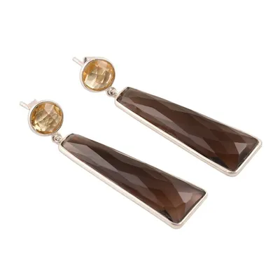 Alternate image for 14.5-Carat Smoky Quartz and Citrine Dangle Earrings Glorious Dazzle