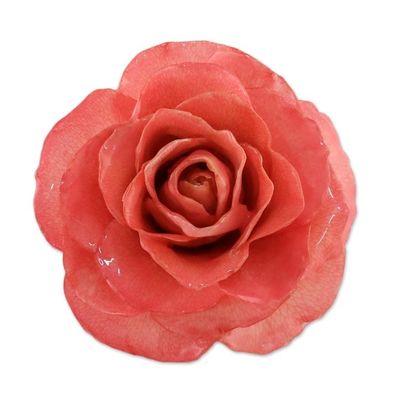 Alternate image for Artisan Crafted Natural Rose Brooch in Pink from Thailand Rosy Mood in Pink